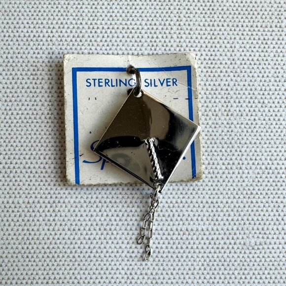 Vintage Sterling Silver Graduation Cap Charm Pendant with Dangling Tassel NWT - Picture 1 of 7